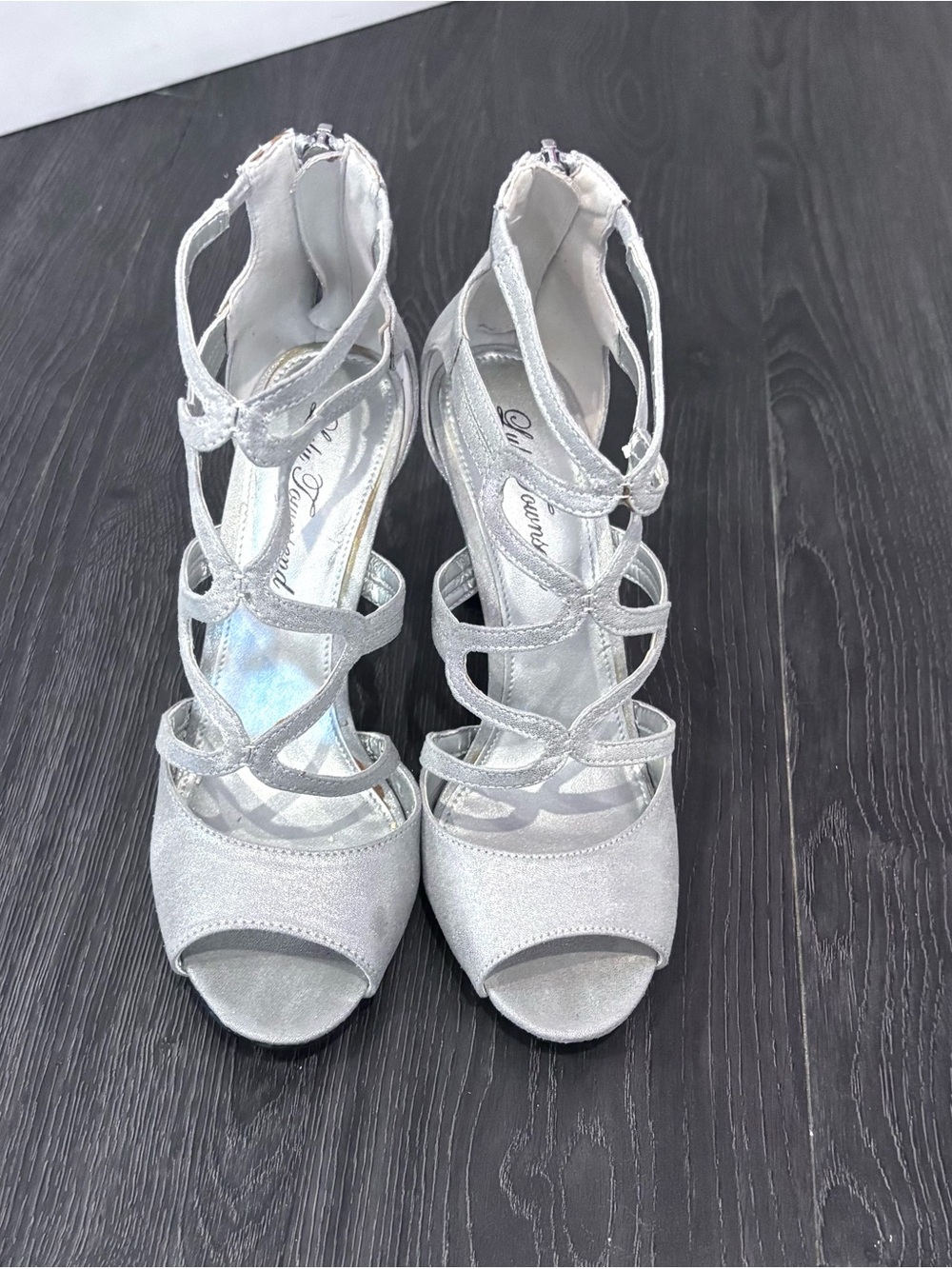 Lulu Townsend Silver Strappy Open-Toe High Heels
